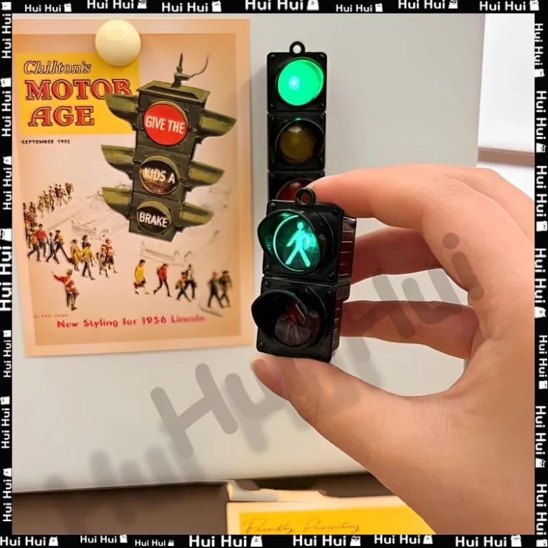 Traffic Toy Pedestrian Light New Traffic Light Magnetic Refrigerator Stickers Creative Magnetic Decoration Accessories