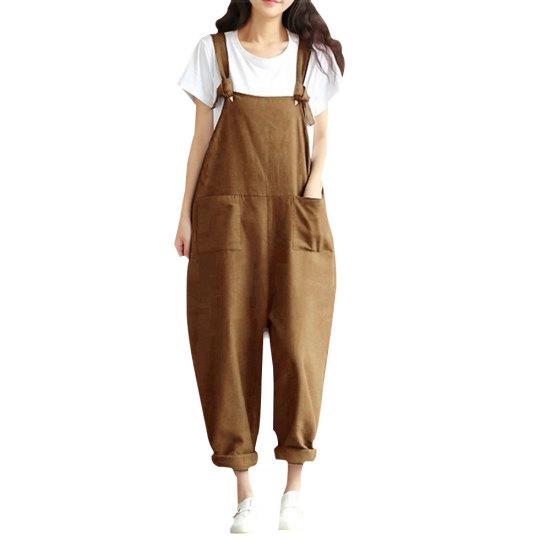 

Однотонний жіночий повсякденний вільний комбінезон весна-літо на бретелях, комбінезон M хакі