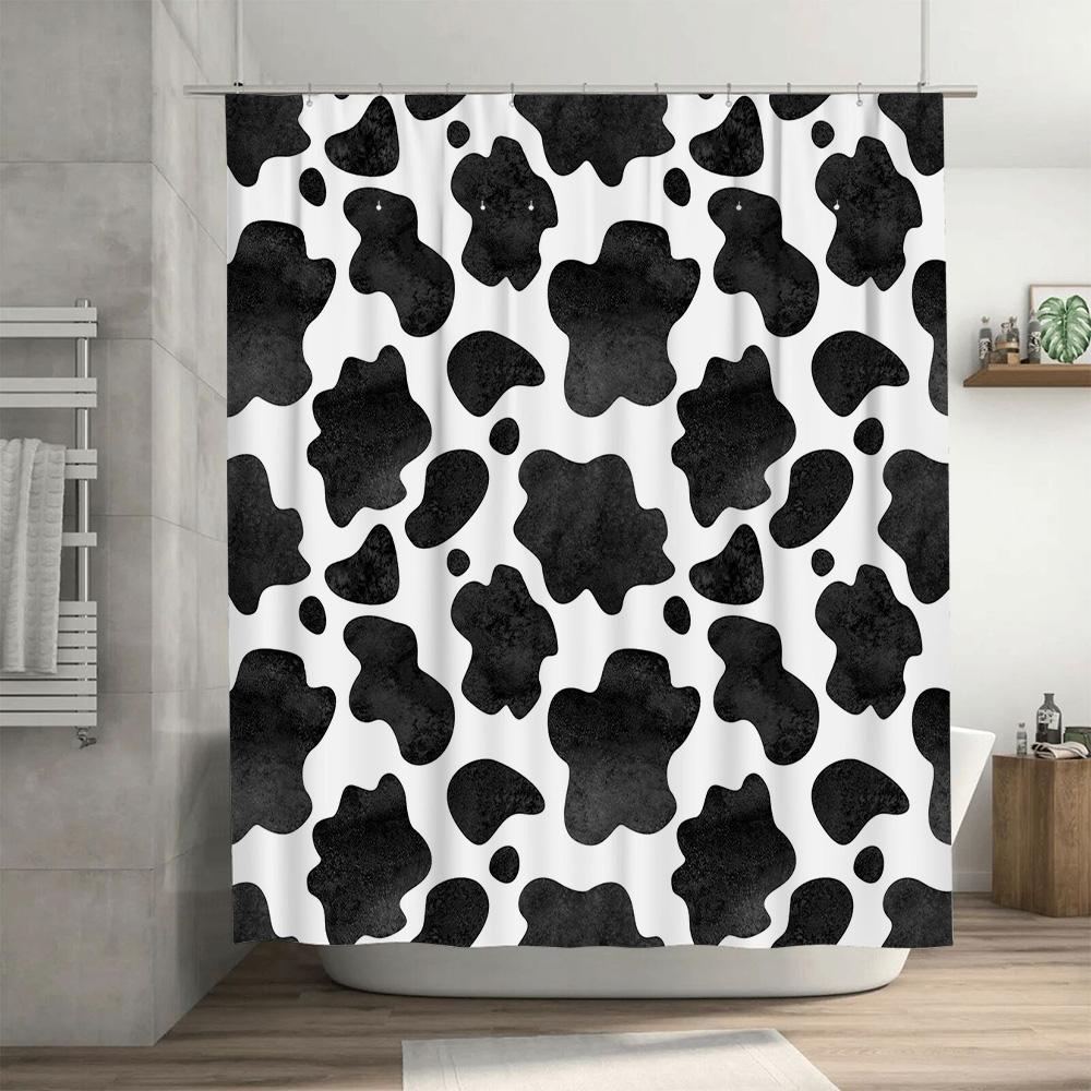 Black White Animal Print Shower Curtain Modern Bathroom Decor for Home Kitchen Bathrooms Set with Rod (180x185cm)