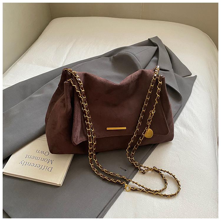 Korean Version of Large-capacity Tote Bag Women's 2025 New Autumn Texture Chain Shoulder Commuter Bag Retro Messenger Bag