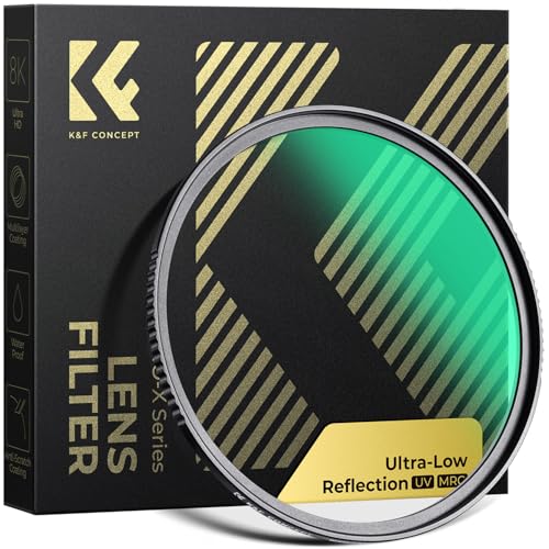

K&F CONCEPT 77mm UV Filter, Ultra-Low Reflection 0.1%, Lens Protection Filter, High Transmittance, Double-Sided 28-Layer Coating, Optical Glass, Water
