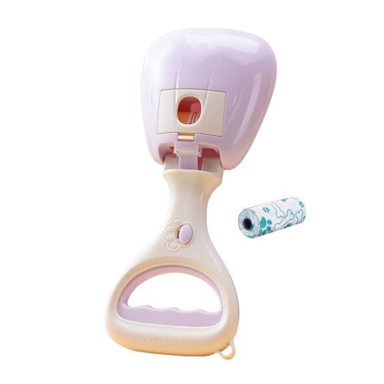 Portable Dog Pooper Scooper with Bag Ergonomic Handle Small Medium Large Dog Cat Poop Picker Walking Pet Poo Picker Catcher Clamp