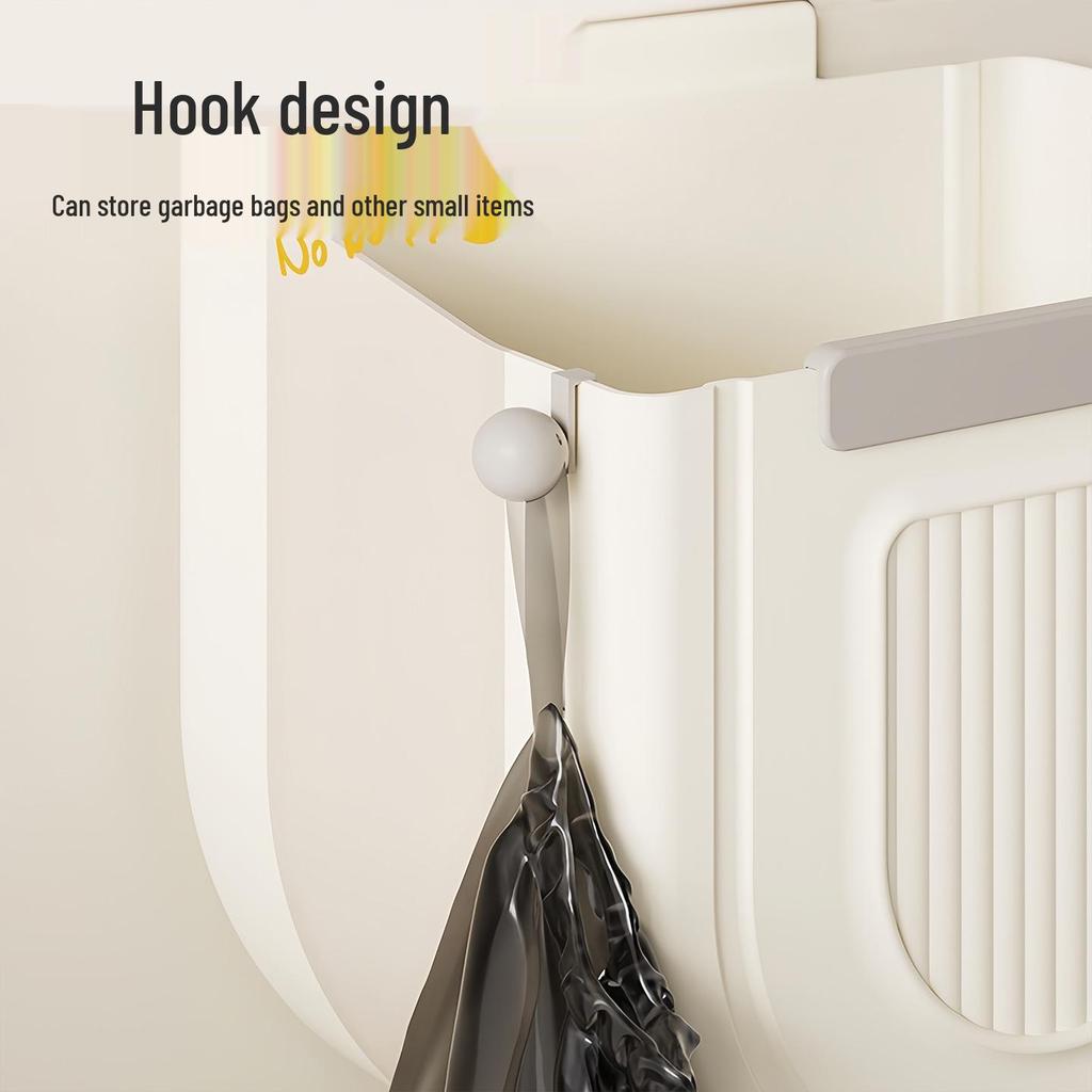 Foldable Wall-Mounted Kitchen Trash Can with Large Capacity