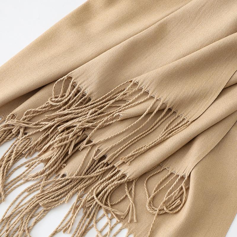 Großer roter Schal, hochwertiger und vielseitiger Woll-Kaschmir-Schal für Damen, Winterschal im koreanischen Stil, einfarbig