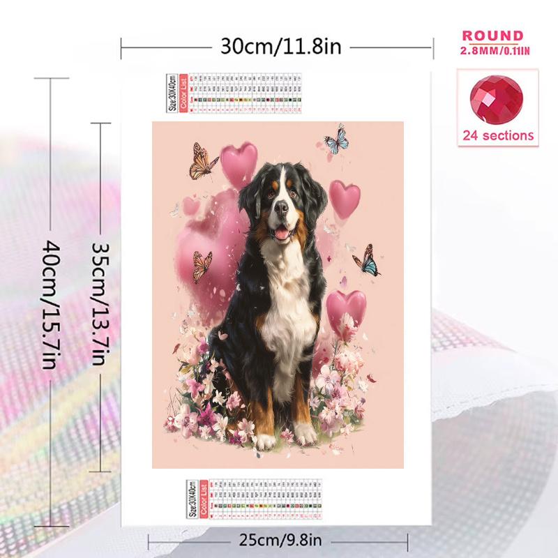 Pink Bernese Mountain Dog Pattern 3pcs 100% Round Full Drill 5D DIY Diamond Painting Embroidery Cross Stitch Rhinestone Décor