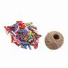 200pcs Natural Wooden Mini Clothespins Clip Peg with 1 Roll 50 Meter Jute Twine Crafts Decor