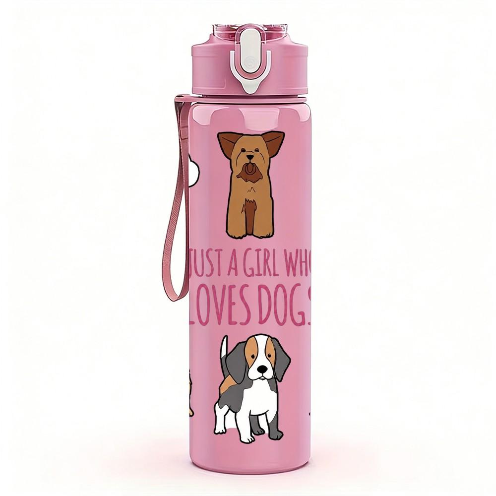 1 ud. Variedad Retratos de Perros Mascotas 750ml Plástico de Color Botella de Agua Deportiva Tapa con Pajita abatible a Prueba de Fugas Adecuada para Deporte Oficina Uso en Casa