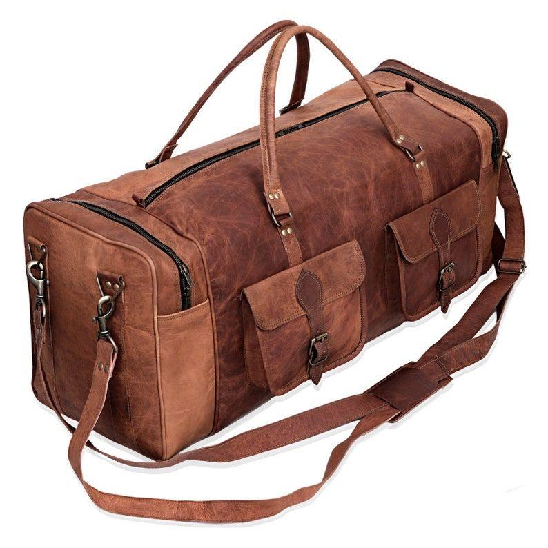 Buy 1 Get 1 Free - Leather Duffel Bag Men, Monogram Bag,Leather Weekender Bag Men,Overnight Bag,Travel Gift