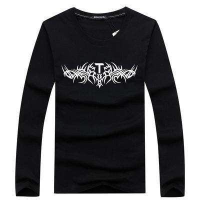 Tricou de toamnă 2020 pentru bărbați, cu mânecă lungă, slim fit, stil coreean, cu gât rotund