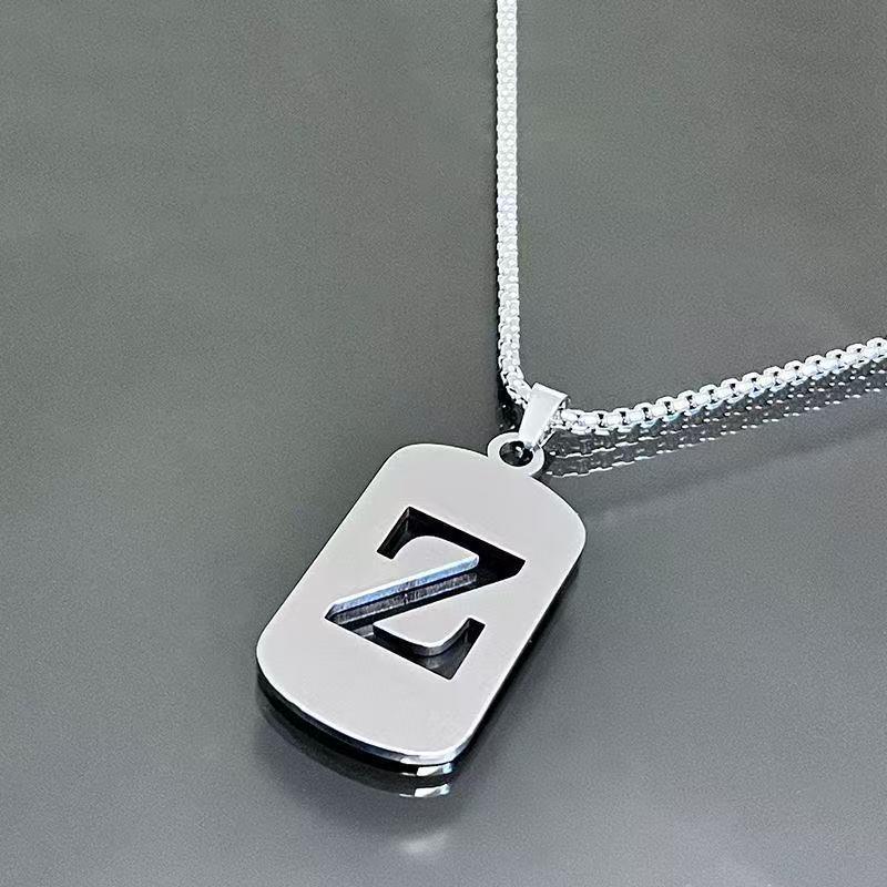 Simple Titanium Steel 26-Letter Necklace for Men and Women - Trendy Minimalist Design