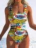 Europe and the United States 11 New Suspender Sexy Backless Hot Spring One-piece Swimsuit One-piece Bikini Women