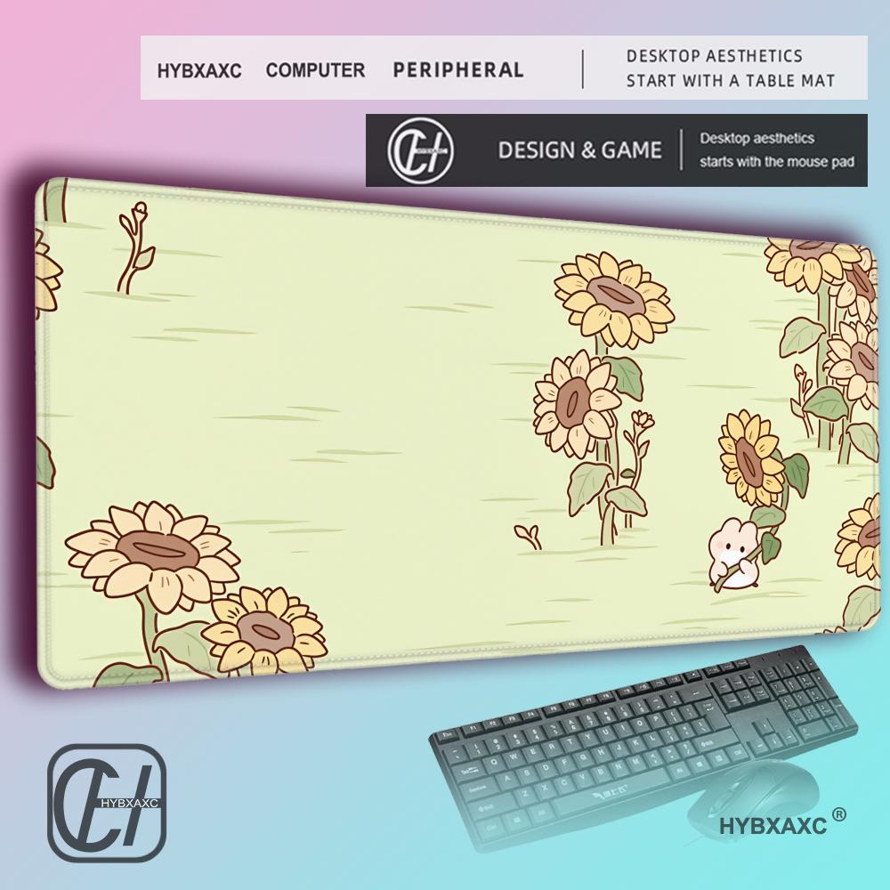 HYBXAXC Kawaii Mouse Pad Anime Sunset Purple Rabbit Gaming Accessories MousePad Keyboard Aesthetics Desk Mat Pad for Computer