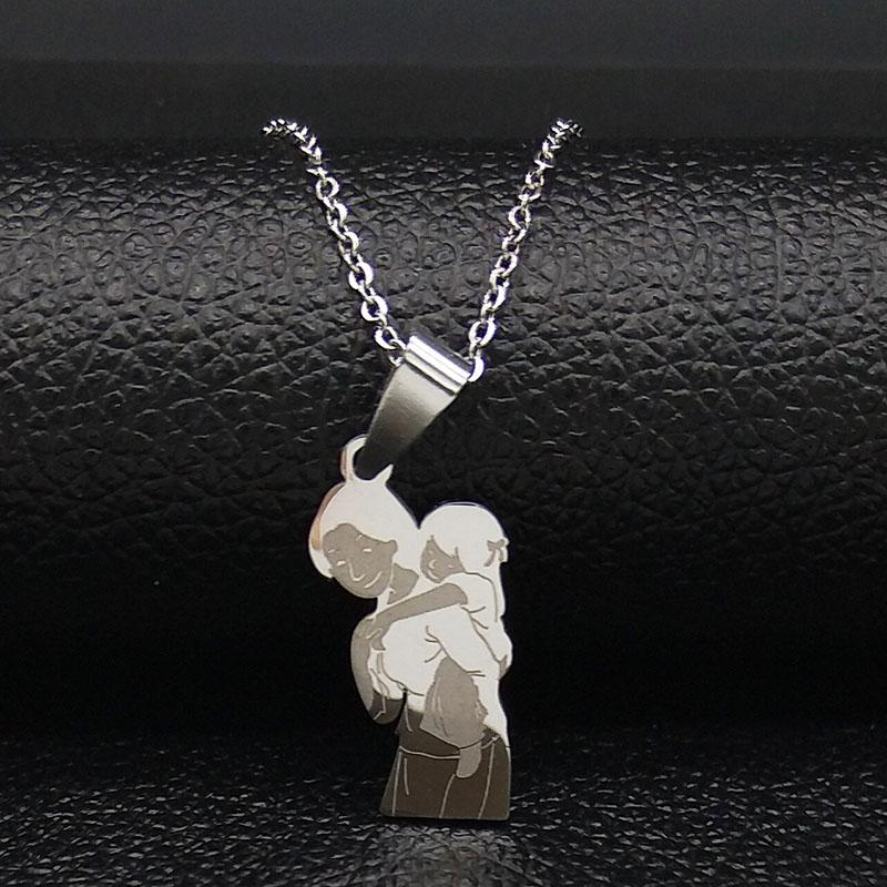 Collana Famiglia Mamma Figlia Catena Acciaio Inossidabile Bambini Ragazzo Colore Argento Ciondolo Collane Gioielli Donne Regalo Festa della Mamma