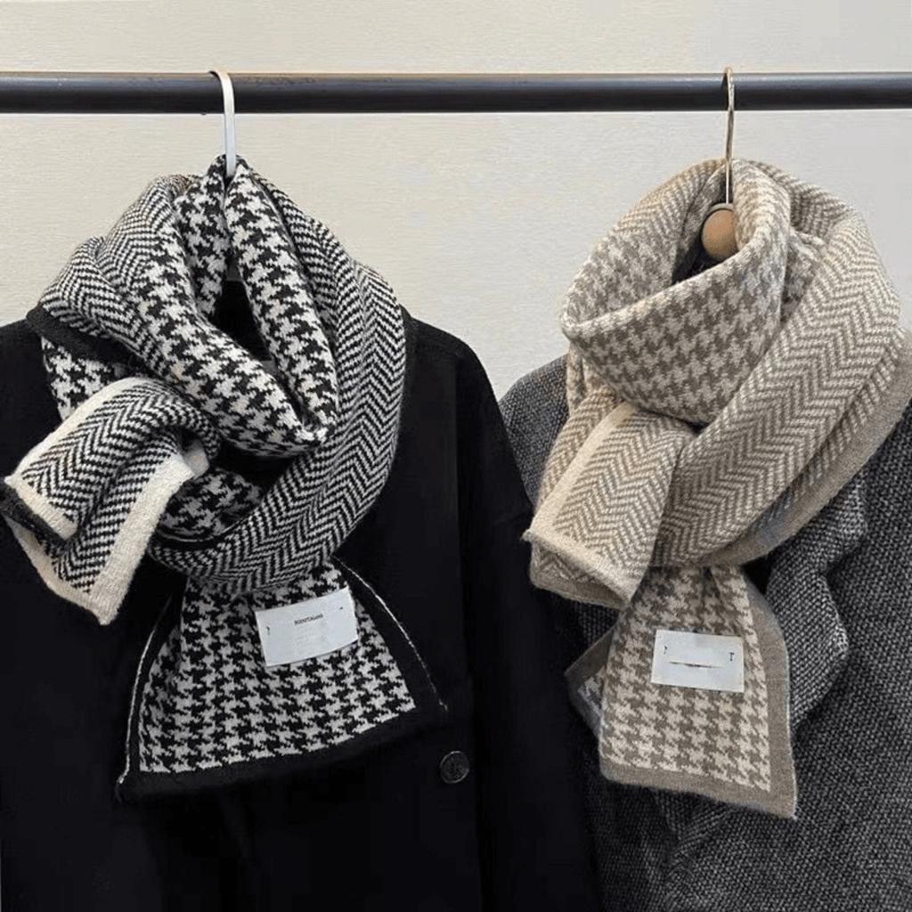 Tausend-Vogel-Gitter, Schal, Damen, Dick, Winddicht, Kältefest, Warm, Nackenschutz, Stola, Strickschal