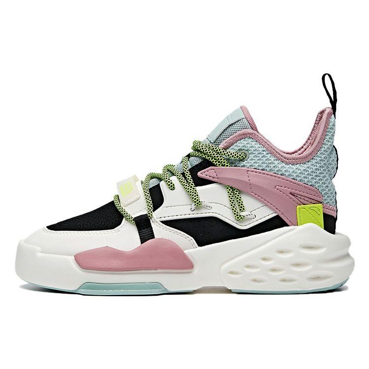 

Anta Badass Mesh Mid-Top Sneakers Women Sneakers White Black Pink 122018087-5