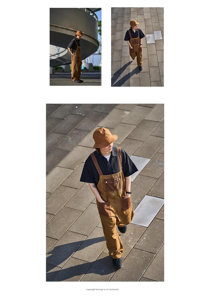 American Retro Khaki Unisex Workwear Overalls - 2025 Trendy Japanese Style Loose Straight-Leg Pants