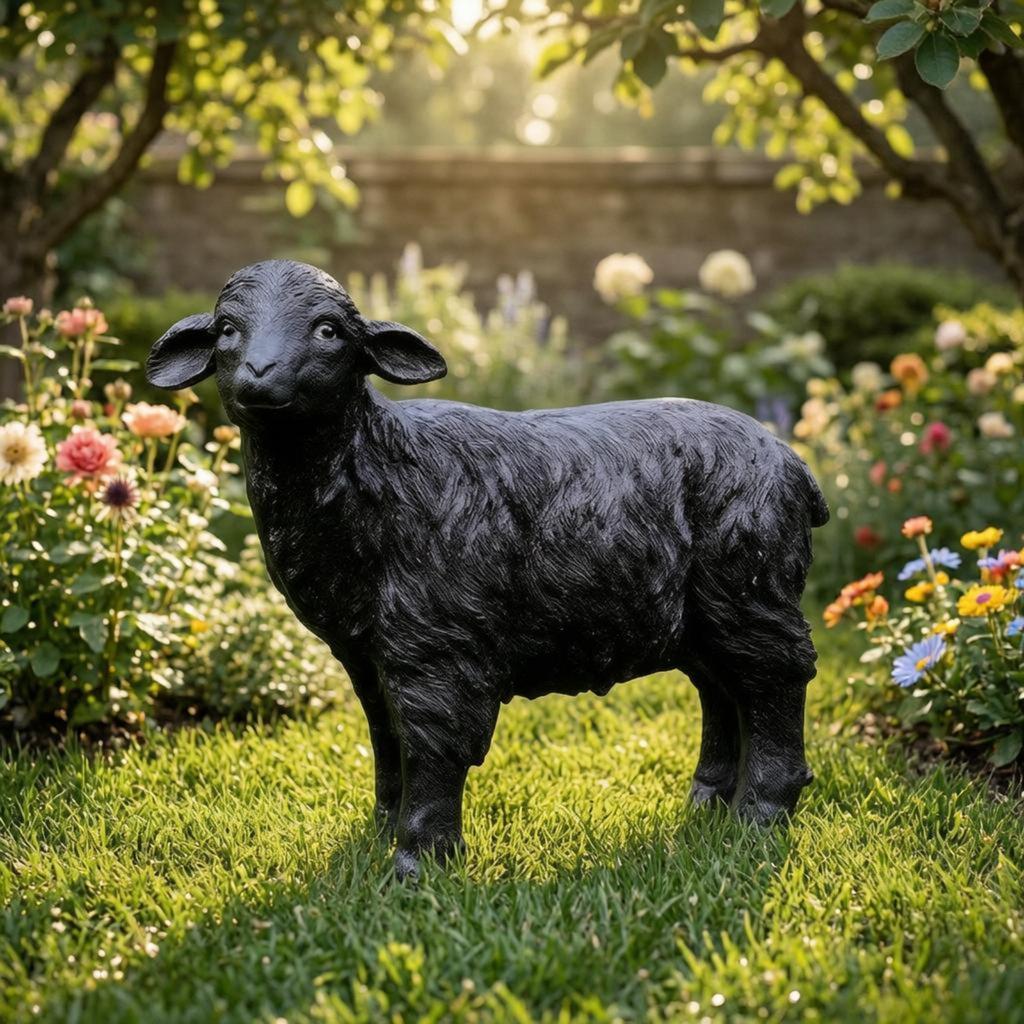 Sheep Garden Sculpture Fiberglass-Reinforced Sheep Sculpture Resin Ornament Landscape Decorative Accent