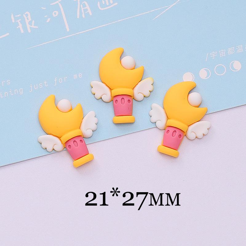 10Pcs New Cute Kawaii Mini Cartoon Magic Wand Flat Back Resin Cabochons Scrapbook Diy Wedding Hairpin Accessories Craft A125
