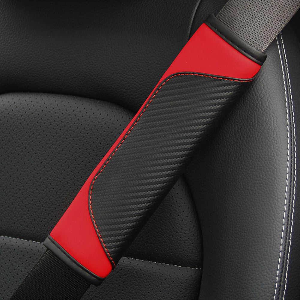 Car Seat Belt Cover Carbon Fiber Leather Crown Universal Auto Seat Belt Covers Shoulder Protection Car Accessories Interior