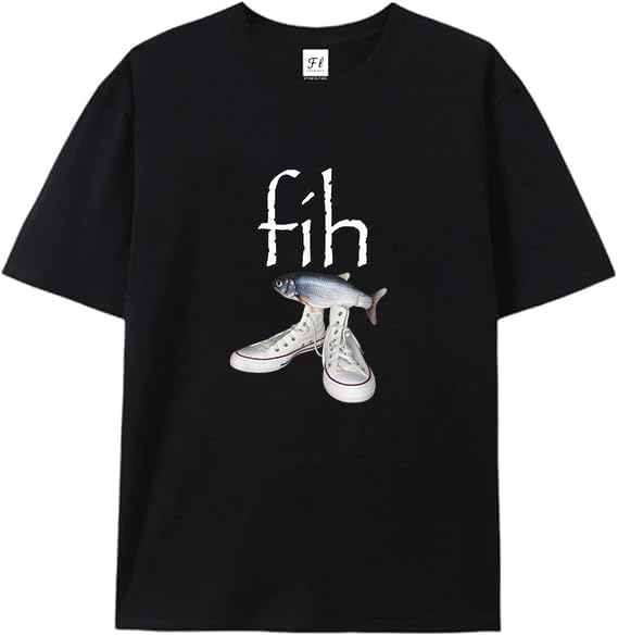 Fih Shoes Fish Funny Misspelled Fish Fih Calling Humor T-Shirt Black S разноцветный