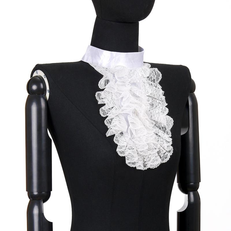 Ruffle Lace Neck Tie Shirt Front Detachable False Collar Necktie Stage Performance Party Multi-Layer Neckwear Neck Collar