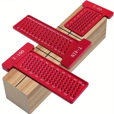 Aluminium Alloy Woodworking Scribe Ruler T-Square Hole Measurement Tool Line Drawing Gauge Carpenter Tools Metric/Inch
