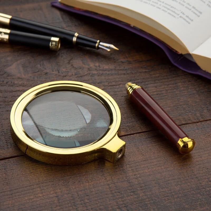 ZISIZ 80mm Handheld Reading Magnifier with Rosewood Handle
