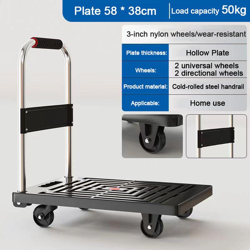 Foldable Platform Trolley Cart Universal Use Heavy Duty Shopping Flatbed  Handcart Warehouse Handling Tools