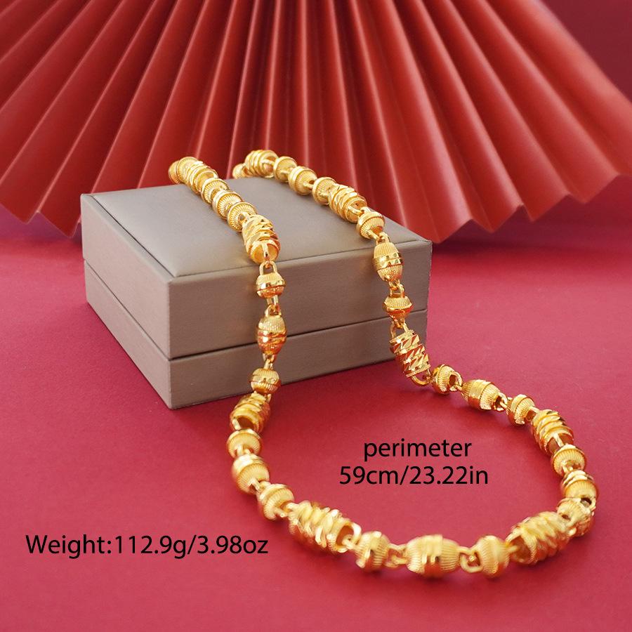 Elegantní pánský 60cm válcový náhrdelník s dračí hlavou v barvě pískového zlata, špičkový design.