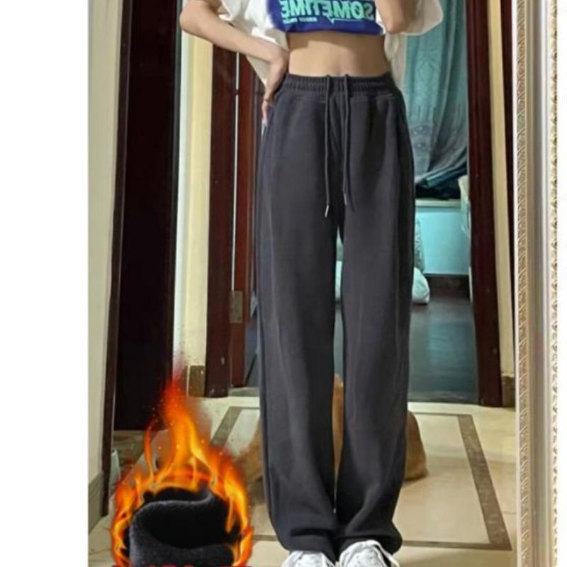 Drawstring Ties for Feet for Women In Autumn Loose Straight Relaxed Wide-leg Sweatpants