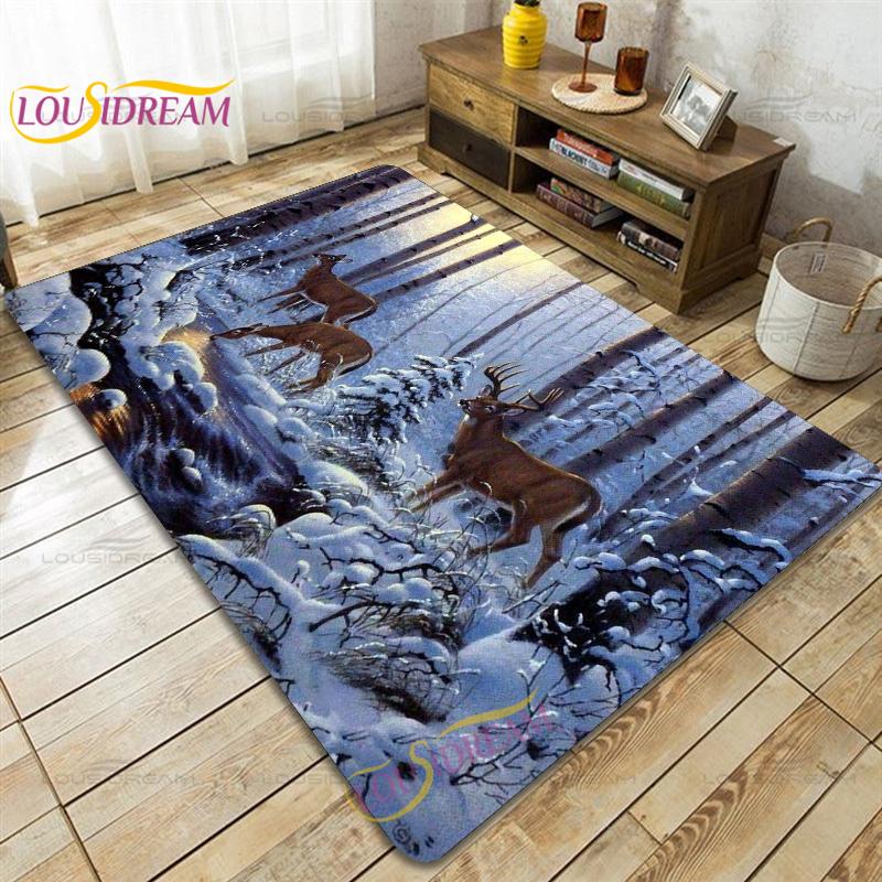 Wild Animals Deer Wildebeest Carpet for Living Room Bedroom Rug Kitchen Door Kids Unslip Floor Mats Birthday Gift Alfombra Rug
