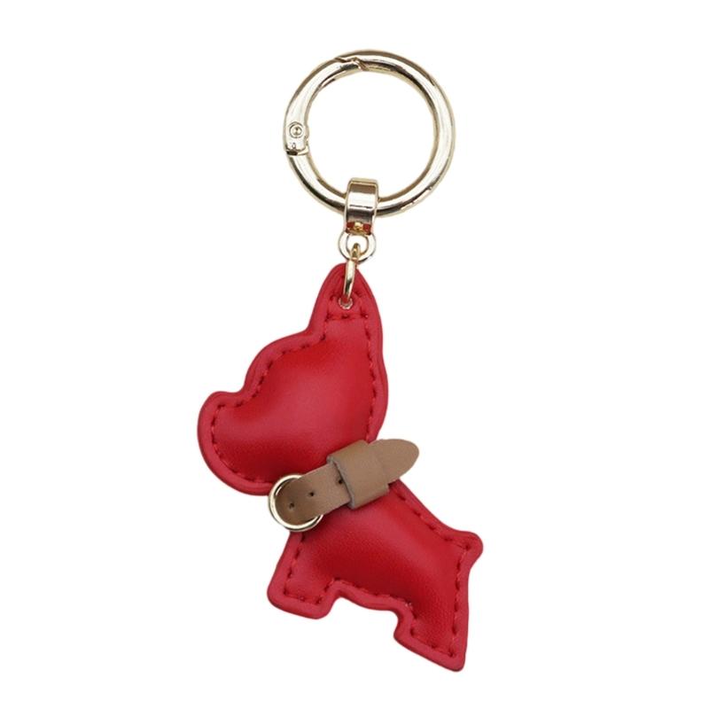 Car Hanging Ornament Key Chain PU Leather French Bulldog Key Chain Creative Gift Bag Charm Pendant Decoration