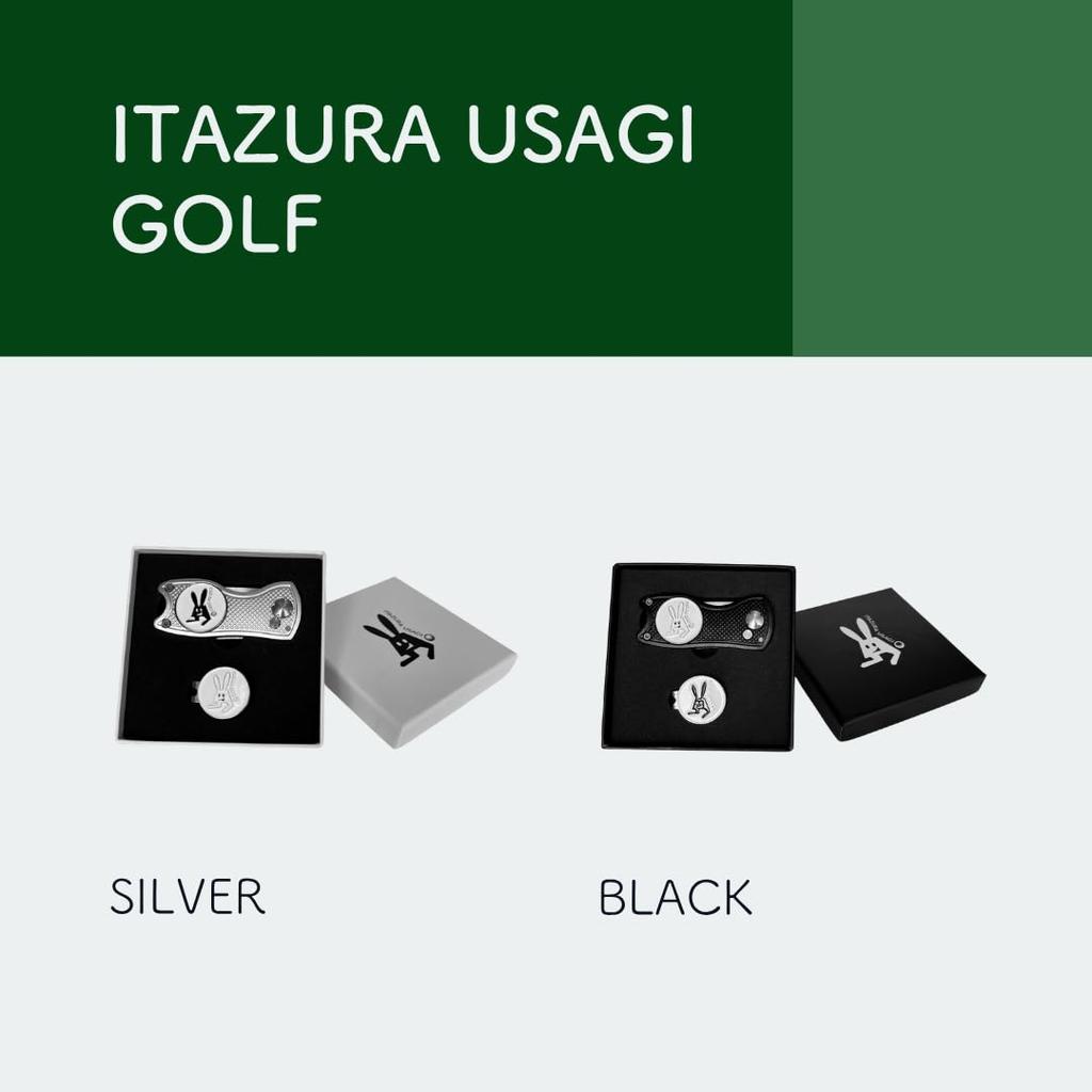 ITAZURA USAGI Golf Golf Marker Green Fork with Competition Prize Box & (Silver)