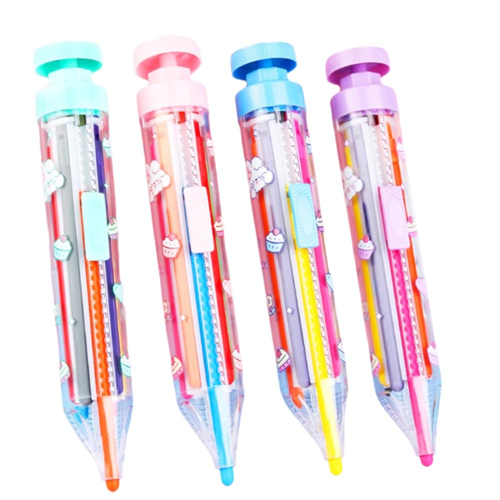 New ABS Multicolor Crayons Push Style DIY Colored Pencil Portable 8 In 1 Painting Tools Kids
