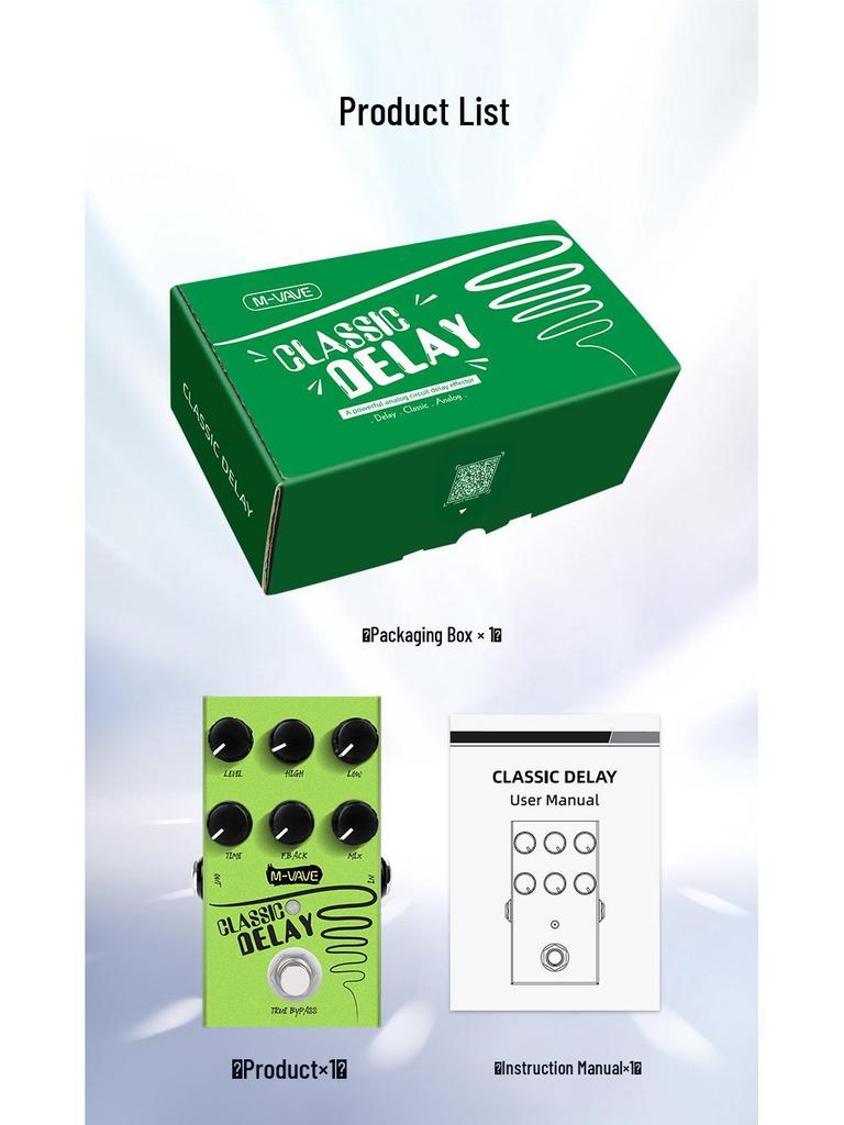Mini Guitar Pedal: Classic Digital Delay with Built-in Portability