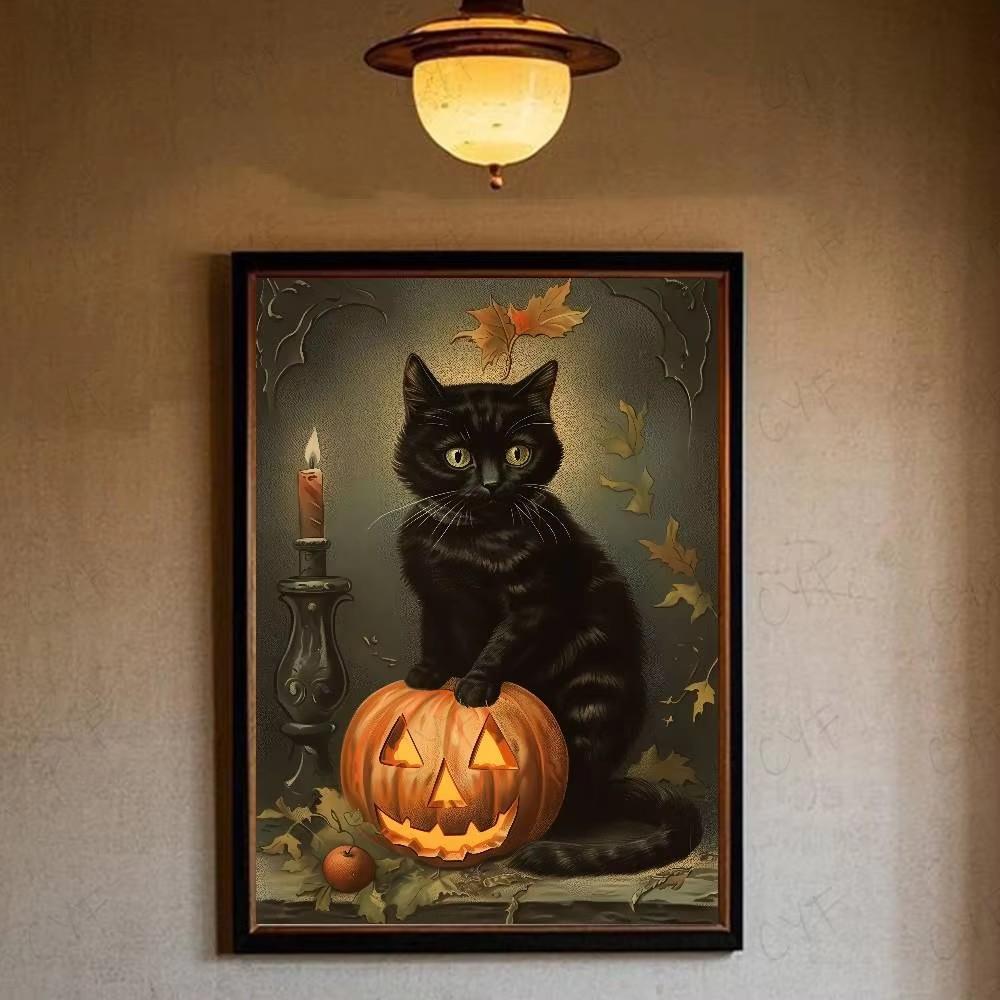 Cute Ghost Wall Art Halloween Poster Ghost Print Pumpkin Wall Art Trendy Halloween Painting Aesthetic Halloween Print Wall Decor