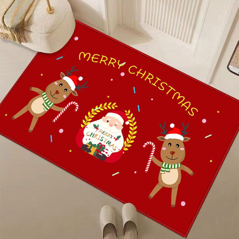 Non-Slip Christmas Cartoon Floor Mat for Entryway, Living Room, and Bathroom