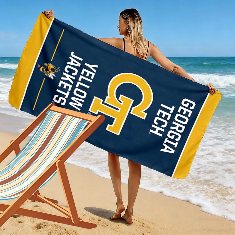 Georgia Tech Print Beach Towel, Large Soft Quick Dry Towel for Beach Camping Swimming