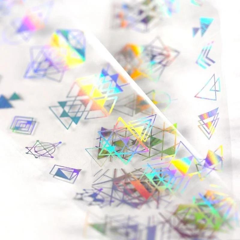 3D Laser Sci-fi Overlapping Combination Geometric Nail Stickers Cool Three-dimensional Foil Starry Laser Triangle Nail Art