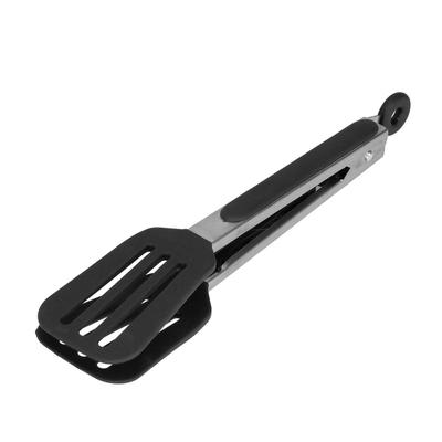 Edelstahl Silikon Steakzange Faltbare Grill-Backzange für BBQ Küche 12 Zoll schwarz