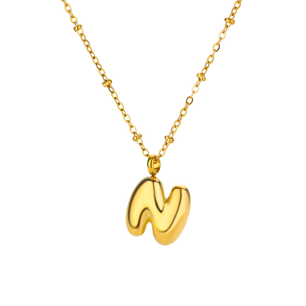 Chunky Initial Letter Stainless Steel Necklaces For Women Gold Color A-Z Letter Necklace Wedding  Fashion Party Jewelry Gift Bff