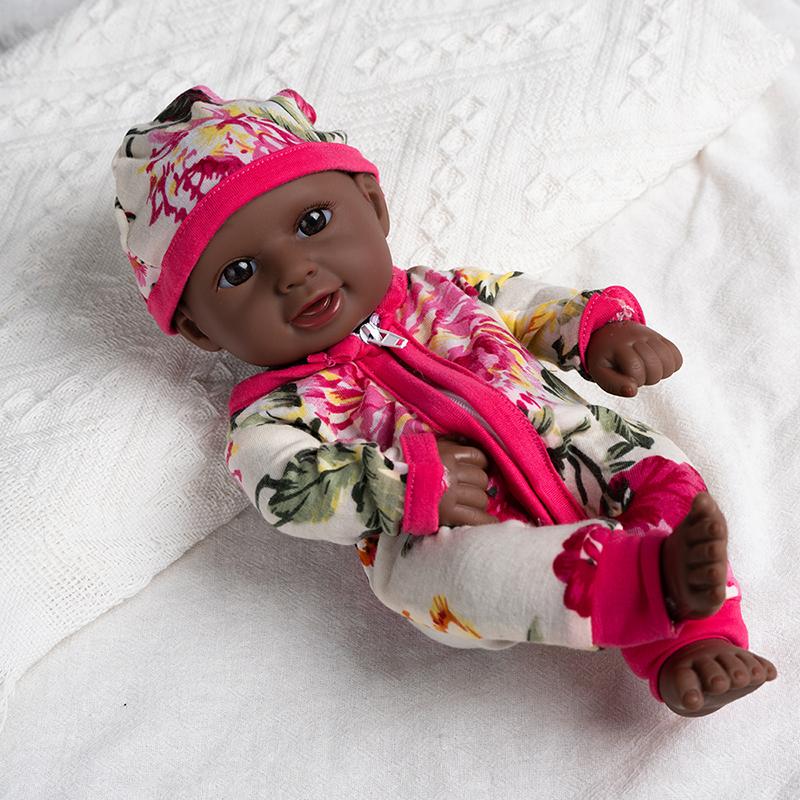 30cm Reborn Doll Black Skin Soft Full Vinyl Dolls For 11.81inch Dolls Cute Lifelike Newborn Doll Gift Doll Toy for Adults Gifts