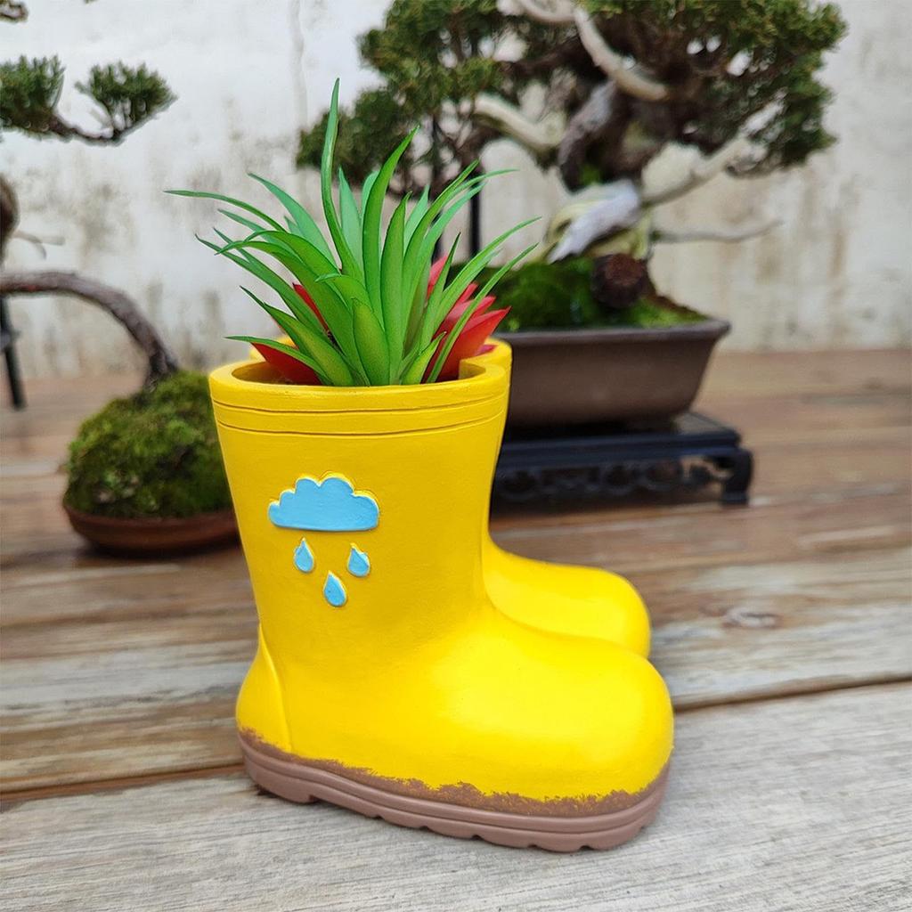 Gummistiefel Blumentopf Retro Gummistiefel Topf für Pflanzen, Außenbereich und Frostschutz, Balkongarten Grüne Pflanze Blumentopf