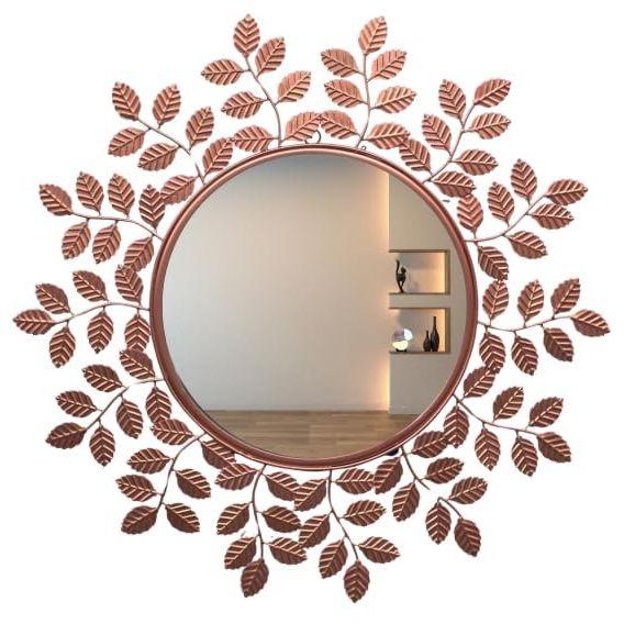 Metal: Rust Proof & Weather Proof Round Wall Mirror - Ideal Mirror for Living Room, , Foyer |  Wash Basin Area -Rose Gold,  | 18 Inches 1 Piece