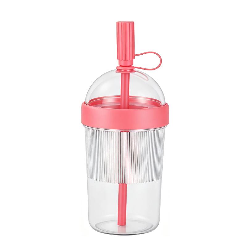 1Pcs Plastic Coffee Cup Cold Drink Tumbler Double Drinking Cup With Lid And Straw For Women Men Travelers Students Home Office