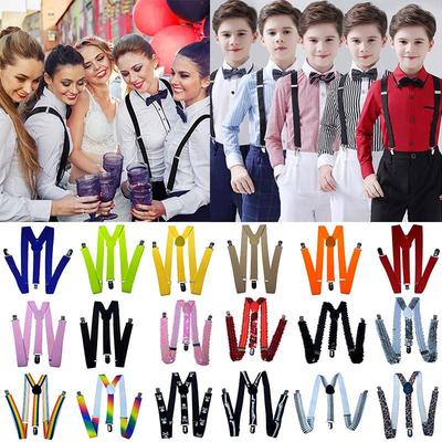 Unisex Y Back Suspenders 3 Clips Adjustable Elastic Braces