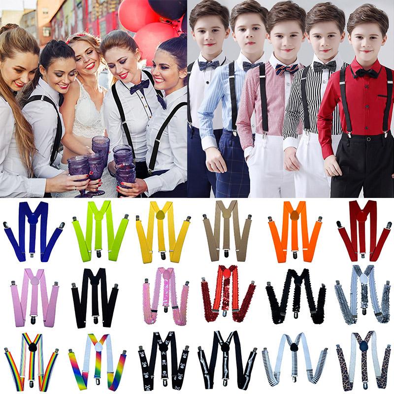 Unisex Y Back Suspenders 3 Clips Adjustable Elastic Braces