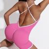 One-piece wear Gym jumpsuit women's Tracksuit Yoga Clothing contrasting color suspenders cross beautiful back quick-drying Woman Workout Sportswear