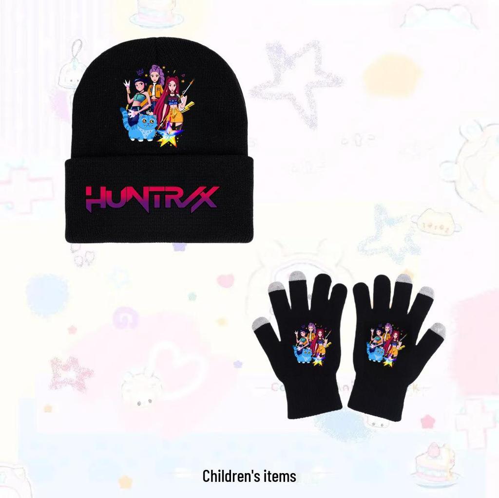 Set Cappello a Maglia e Guanti da Ragazza Cacciatrice di Demoni K-Pop - Accessorio di Moda Caldo per Adolescenti
