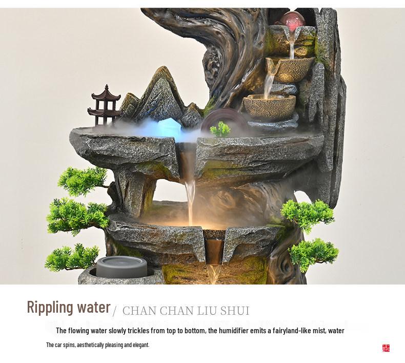 Floor-Standing Rockery Water Fountain: Feng Shui Wealth Attraction for Living Rooms and Offices